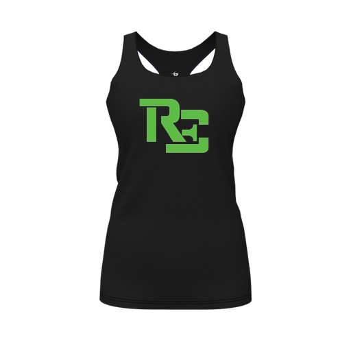 [CUS-DFW-RCBK-PER-BLK-FYS-LOGO1] Racerback Tank Top (Female Youth S, Black, Logo 1)