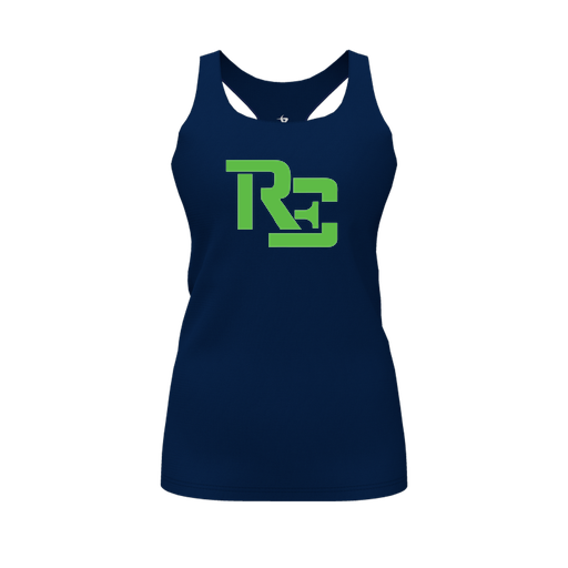 [CUS-DFW-RCBK-PER-NVY-FYS-LOGO1] Racerback Tank Top (Female Youth S, Navy, Logo 1)