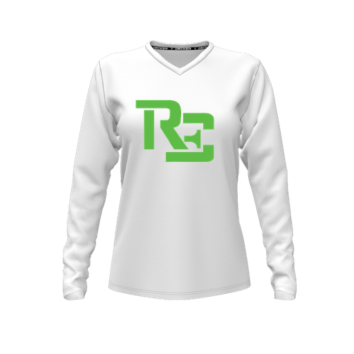 [FTLVCFWH-FYXS-LOGO1] Comfort T-Shirt (Female Youth XS, White, V Neck, Logo 1, Long Sleeve)