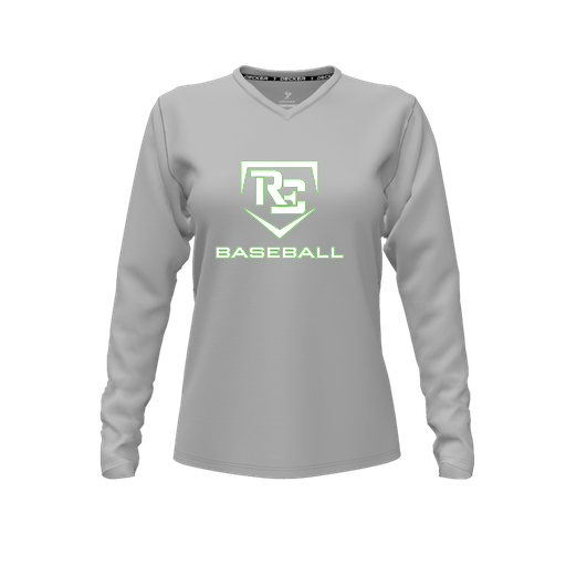 [CUS-DFW-TEES-CMF-VNK-LSL-GRY-FYXS-LOGO2] Comfort T-Shirt (Female Youth XS, Gray, V Neck, Logo 2, Long Sleeve)