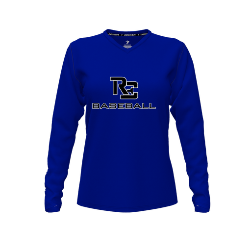 [FTLVPTRY-FYXS-LOGO3] Decker Performance T-Shirt (Female Youth XS, Royal, V Neck, Logo 3, Long Sleeve)