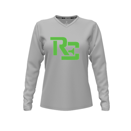 [FTLVPTGY-FYXS-LOGO1] Decker Performance T-Shirt (Female Youth XS, Gray, V Neck, Logo 1, Long Sleeve)