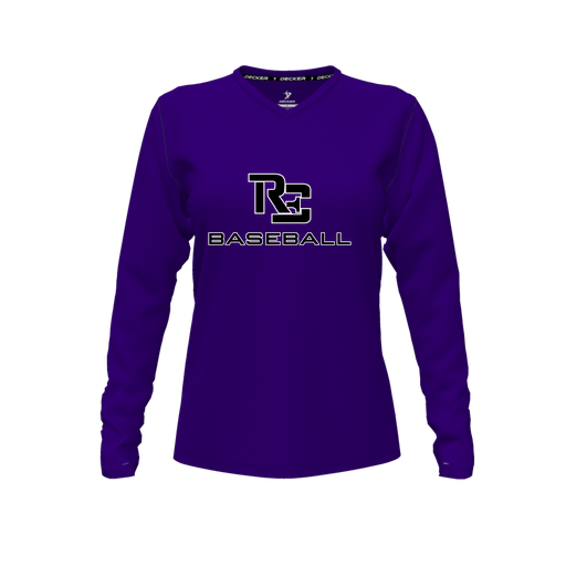 [FTLVPTPP-FYXS-LOGO3] Decker Performance T-Shirt (Female Youth XS, Purple, V Neck, Logo 3, Long Sleeve)