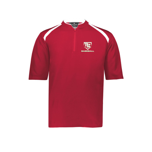 [229581-AS-RED-LOGO2] Men's Dugout Short Sleeve Pullover (Adult S, Red, Logo 2)