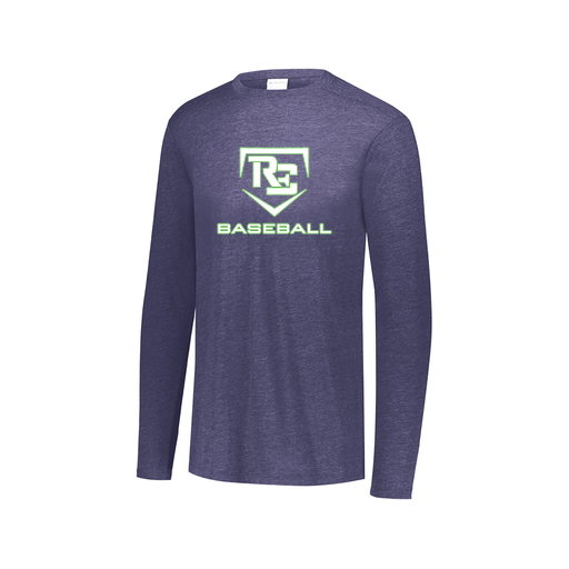 [FTLCUBNV-AXS-LOGO2] Decker Men's Tri-Blend T-Shirt - Long Sleeve (Adult XS, Navy, Logo 2)
