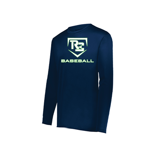 [222823.065.S-LOGO2] Youth LS Smooth Sport Shirt (Youth S, Navy, Logo 2)