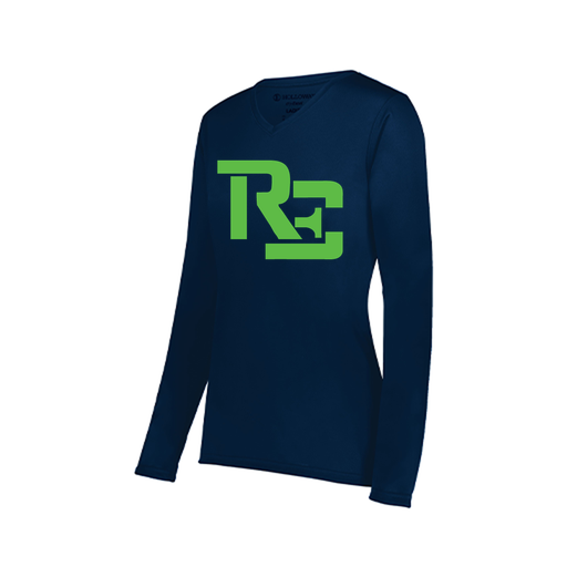 [222824.065.S-LOGO1] Ladies LS Smooth Sport Shirt (Female Adult S, Navy, Logo 1)